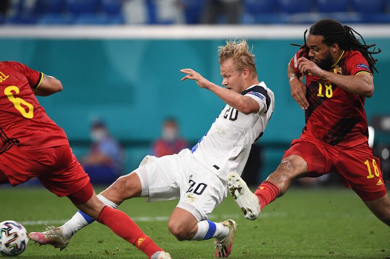 Joel Pohjanpalo 5 - While the more mobile forward tried to work the channels, Pohjanpalo was unable to trouble a stubborn Belgium backline. Laid the ball off well for Glen Kamara who failed to generate enough power to trouble Courtois. AFP