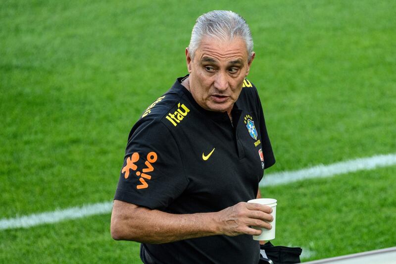 Brazil's head coach Tite attends a team training session at Seoul World Cup Stadium in Seoul on June 1, 2022, a day before a friendly football match between South Korea and Brazil.  (Photo by ANTHONY WALLACE  /  AFP)