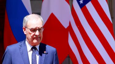 Swiss President Guy Parmelin looks on as he waits for the arrival of Russia's President Vladimir Putin at Villa La Grange for the U. S. -Russia summit, in Geneva, Switzerland, June 16, 2021.  REUTERS / Denis Balibouse / Pool