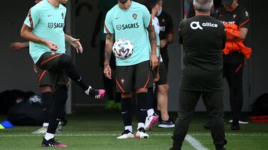 Portugal's defender Pepe controls the ball during a training session. AFP