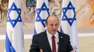 Israeli Prime Minister Naftali Bennett chairs the weekly cabinet meeting in Jerusalem, 19 July 2021.   EPA / GIL COHEN-MAGEN  /  POOL