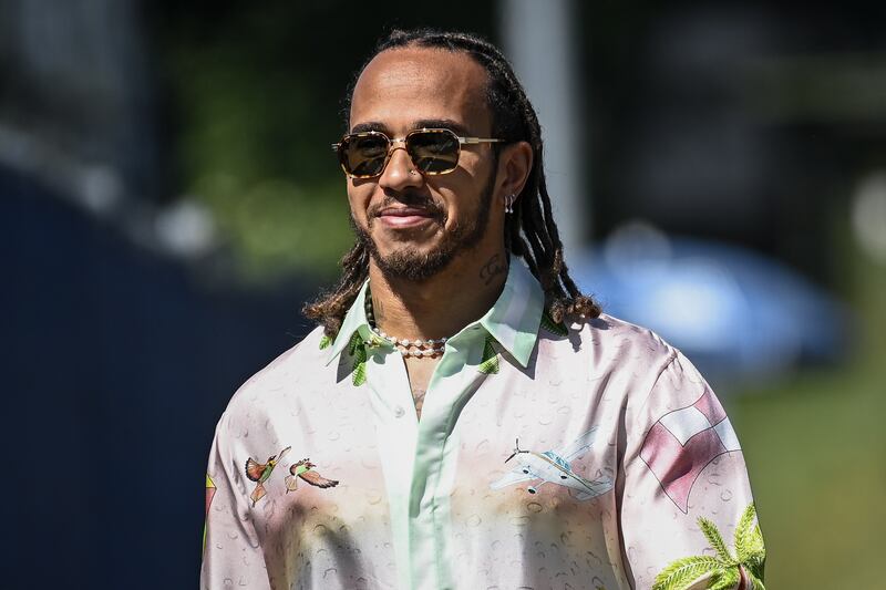 Lewis Hamilton arrives for the third practice session of the Austria Grand Prix at the Red Bull Ring in Spielberg on Saturday. EPA