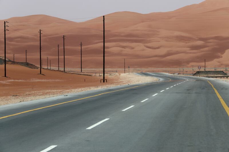 The highway towards the Natural Gas Liquids (NGL) facility is seen at Aramco's Shaybah oilfield in the Empty Quarter, Saudi Arabia. Reuters