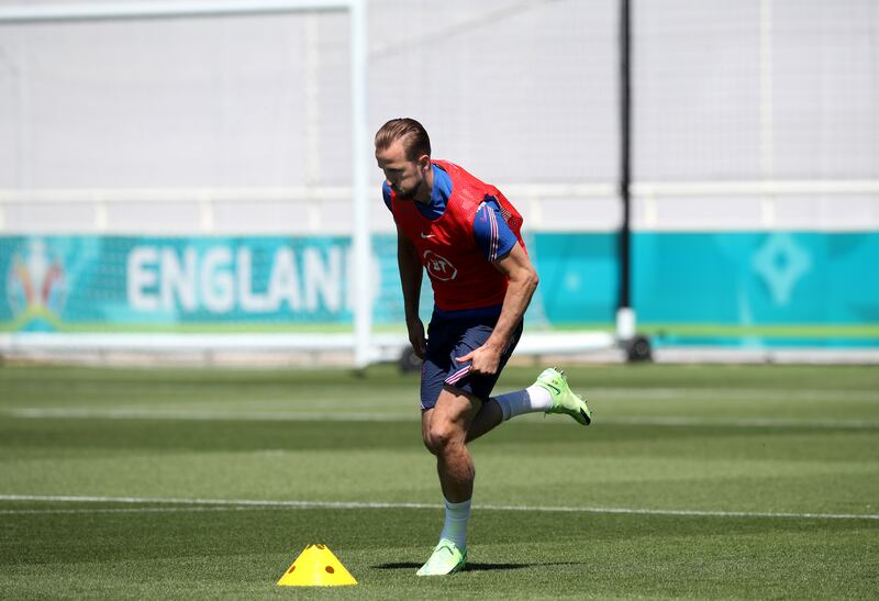 England's Harry Kane during the training session at St George's Park, Burton. Picture date: Wednesday June 9, 2021.