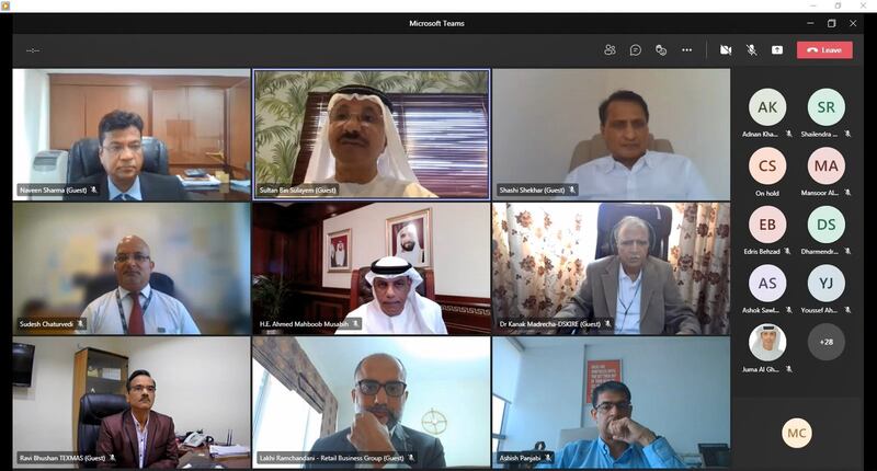 Sultan bin Sulayem, DP World Group chairman and other executives speaking during the virtual event. Photo: Dubai Customs