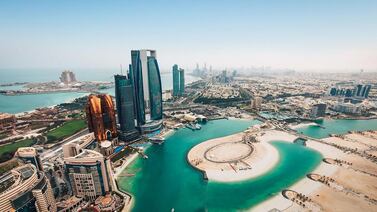 Aerial view of Abu Dhabi. Energy sector deals helped to grow foreign direct investment into the UAE last year. Courtesy: DCT Abu Dhabi