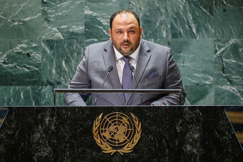 Minister of Youth of Libya Fatalla AF Elzuni addresses the 78th Session of the U. N.  General Assembly in New York City, U. S. , September 20, 2023.   REUTERS / Eduardo Munoz