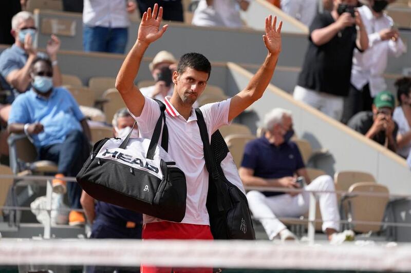 Novak Djokovic celebrates after his French Open fourth-round win over Lorenzo Musetti at Roland Garros on Monday, June 7. PA