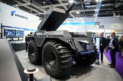LONDON, ENGLAND - SEPTEMBER 14: A Rheinmetall Mission Master XT is seen on day one of the DSEI (Defence and Security Equipment International) exhibition at ExCel on September 14, 2021 in London, England. The four day event sees over 1,000 defence, technology and security manufacturers display their latest developments to Governments and security companies from around the world. (Photo by Leon Neal / Getty Images)