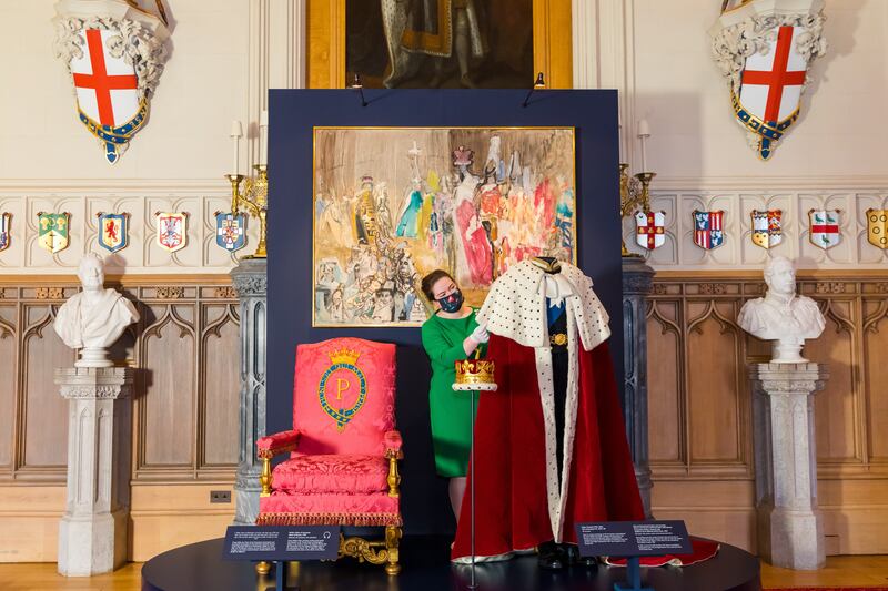 The coronation robe Prince Philip wore during Queen Elizabeth's coronation. EPA
