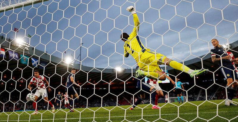 David Marshall – 6  Scotland’s No 1 prevented the score from getting bigger, particularly when he tipped over Luka Modric’s long-range shot. He was unlucky to concede the first two goals and there was very little he could have done to have saved either. AP