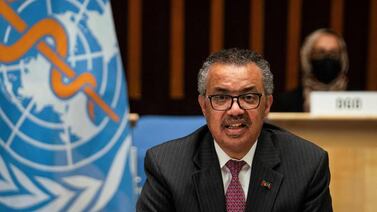 WHO Director General Dr Tedros Adhanom Ghebreyesus is in discussions to create the first technology transfer centre for coronavirus vaccines in South Africa. AFP.