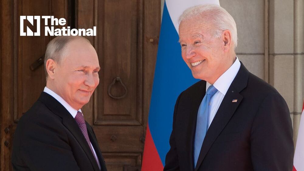 Biden and Putin shake hands as frosty summit begins in Geneva