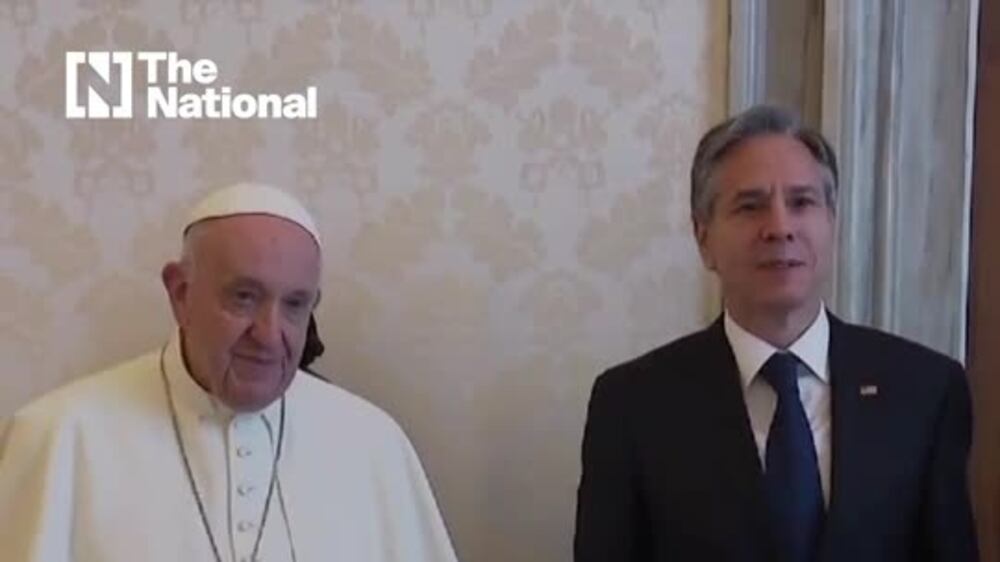 Pope Francis welcomed US Secretary of State Antony Blinken to the Holy See on Monday for what the Vatican said was a friendly meeting.